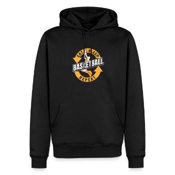 Basketballspieler Eat Sleep Basketball Repeat - Männer Premium Bio Hoodie - Schwarz - Vorne - Nico (187cm)