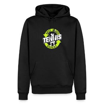 Manger dormir Tennis Répéter Joueur de tennis - Sweat à capuche Premium bio Homme - noir - Devant - Nico (187cm)