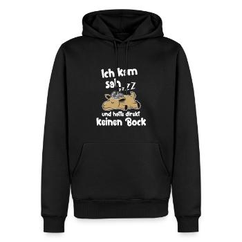 Lustiges Ziegen Morgenmuffel Langschläfer - Männer Premium Bio Hoodie - Schwarz - Vorne - Nico (187cm)