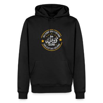 ARZT Rente 2023 eine echte Legende verlässt das - Männer Premium Bio Hoodie - Schwarz - Vorne - Nico (187cm)