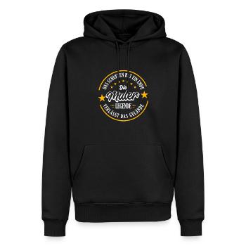 MALER Rente 2023 eine echte Legende verlässt das - Männer Premium Bio Hoodie - Schwarz - Vorne - Nico (187cm)