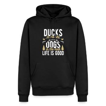 Chasseurs de canards Chiens de chasse aux canards excursion de chasse - Sweat à capuche Premium bio Homme - noir - Devant - Nico (187cm)