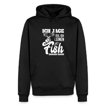 Jagd Jäger Ich Jage weil ich keinen Fisch fangen - Männer Premium Bio Hoodie - Schwarz - Vorne - Nico (187cm)