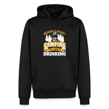 Prévisions de week-end camping avec une chance de - Sweat à capuche Premium bio Homme - noir - Devant - Nico (187cm)