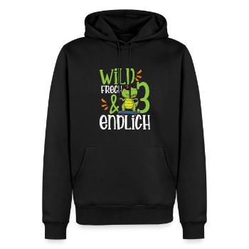 Wild Frech & endlich 3 dritter Geburtstag - Männer Premium Bio Hoodie - Schwarz - Vorne - Nico (187cm)