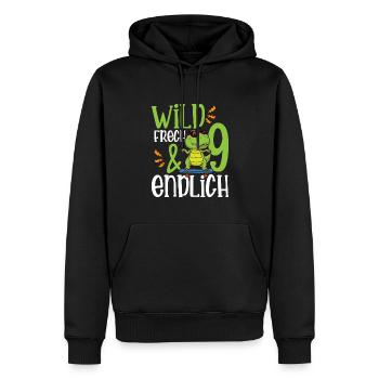 Wild Frech & endlich 9 neunter Geburtstag - Männer Premium Bio Hoodie - Schwarz - Vorne - Nico (187cm)