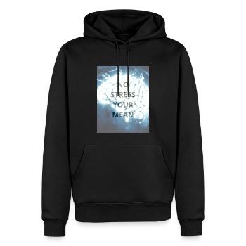 NO STRESS YOUR MEAN 1 - Sweat à capuche Premium bio Homme - noir - Devant - Nico (187cm)