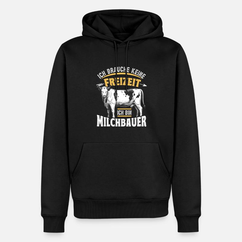 Landwirt Milchbauer Kuhbauer Spruch - Männer Premium Bio Hoodie - Schwarz