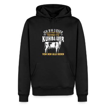 Landwirt Milchbauer Verrückter Kuhbauer - Männer Premium Bio Hoodie - Schwarz - Vorne - Nico (187cm)