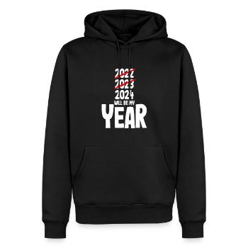 Le réveillon du Nouvel An 2024 sera mon année - Sweat à capuche Premium bio Homme - noir - Devant - Nico (187cm)