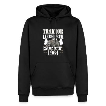 60 Geburtstag 1964 Landwirt Traktor Fan - Männer Premium Bio Hoodie - Schwarz - Vorne - Nico (187cm)