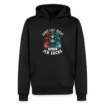 Kann Dich Nicht Hören Ich Zocke Zocker Headset - Männer Premium Bio Hoodie - Schwarz - Vorne - Nico (187cm)