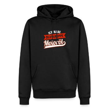 Mécanicien automobile Mécatronicien Mécanicien Mécanicien Groupe sanguin - Sweat à capuche Premium bio Homme - noir - Devant - Nico (187cm)