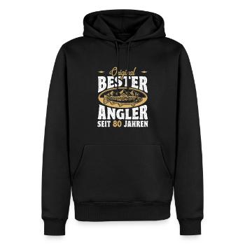 Idée cadeau de pêcheur drôle de pêcheur de passe-temps pour le 80e anniversaire - Sweat à capuche Premium bio Homme - noir - Devant - Nico (187cm)