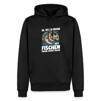 Drôle de pêcheur disant oui, je parle aux poissons - Sweat à capuche Premium bio Homme - noir - Devant - Nico (187cm)
