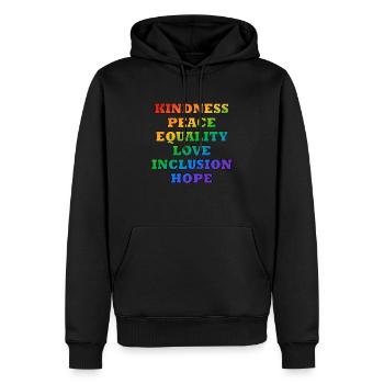 LGBTQ-Pride-Werte - Männer Premium Bio Hoodie - Schwarz - Vorne - Nico (187cm)