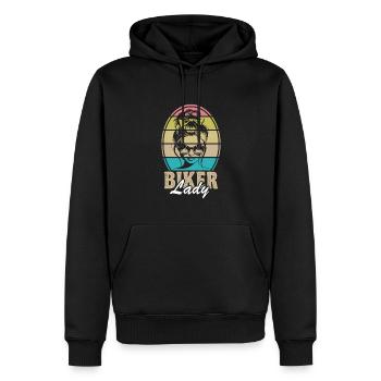Biker Lady Motorrad Motorradfahrerin Bikerin - Männer Premium Bio Hoodie - Schwarz - Vorne - Nico (187cm)