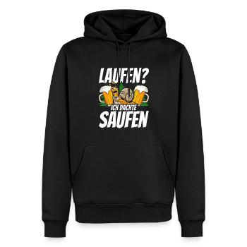 Rennschnecke Spruch Laufen ich dachte saufen - Männer Premium Bio Hoodie - Schwarz - Vorne - Nico (187cm)