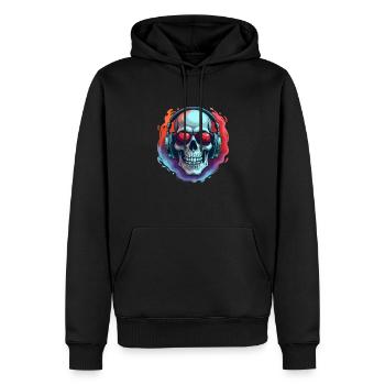 Crâne avec lunettes de soleil et casque en pop - Sweat à capuche Premium bio Homme - noir - Devant - Nico (187cm)