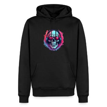 Crâne de DJ de style Pop Art avec des lunettes de soleil et - Sweat à capuche Premium bio Homme - noir - Devant - Nico (187cm)