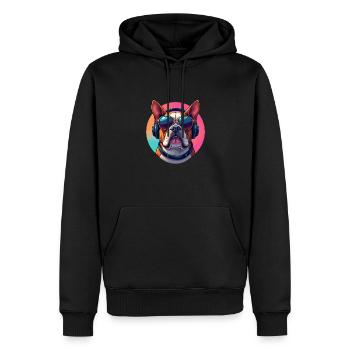 Bouledogue anglais lunettes de soleil casque en pop - Sweat à capuche Premium bio Homme - noir - Devant - Nico (187cm)