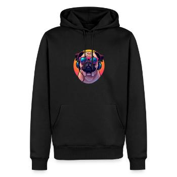 Carlin avec lunettes de soleil et écouteurs dans le Pop Art - Sweat à capuche Premium bio Homme - noir - Devant - Nico (187cm)