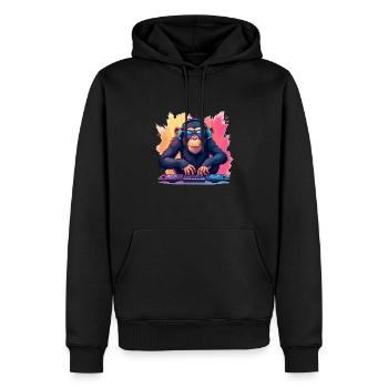 DJ Monkey Design Casques Lunettes de soleil Musique Fête - Sweat à capuche Premium bio Homme - noir - Devant - Nico (187cm)