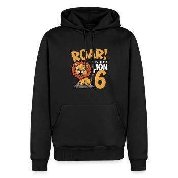 6 Anniversaire Garçon Lion - Sweat à capuche Premium bio Homme - noir - Devant - Nico (187cm)