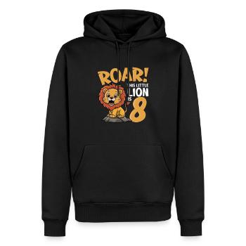 8 Anniversaire Garçon Lion - Sweat à capuche Premium bio Homme - noir - Devant - Nico (187cm)