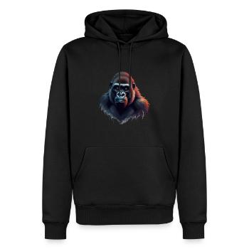 Gorilla Kopf Tier Motiv Kunst Affen Portrait - Männer Premium Bio Hoodie - Schwarz - Vorne - Nico (187cm)