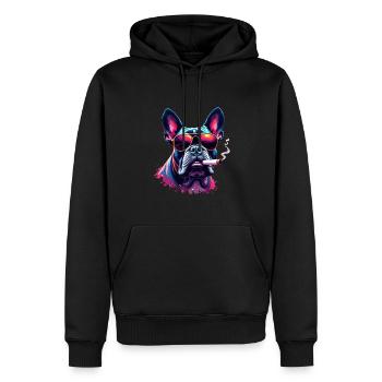 Bulldogge mit Sonnenbrille Tier Motiv rauchende - Männer Premium Bio Hoodie - Schwarz - Vorne - Nico (187cm)