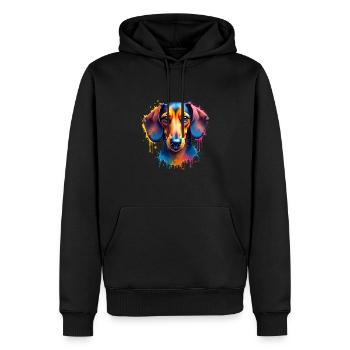 Dackel Bunte Kunst Kunstwerk Tier Motiv Dackel - Männer Premium Bio Hoodie - Schwarz - Vorne - Nico (187cm)