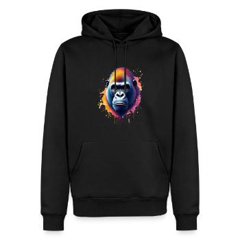 Gorilla Bunte Kunst Kunstwerk Tier Motiv Gorilla - Männer Premium Bio Hoodie - Schwarz - Vorne - Nico (187cm)
