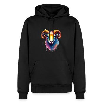 Schaf Bunte Kunst Kunstwerk Tier Motiv Schaf - Männer Premium Bio Hoodie - Schwarz - Vorne - Nico (187cm)