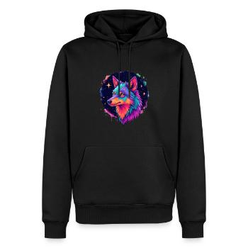 Wolf Bunte Kunst Kunstwerk Tier Motiv Wolf - Männer Premium Bio Hoodie - Schwarz - Vorne - Nico (187cm)