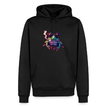 Grenouille avec des lunettes de soleil motif animal fumant - Sweat à capuche Premium bio Homme - noir - Devant - Nico (187cm)