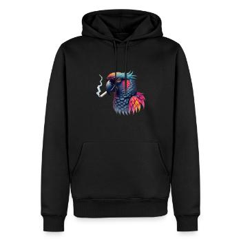 Perroquet avec des lunettes de soleil motif animal fumant - Sweat à capuche Premium bio Homme - noir - Devant - Nico (187cm)