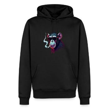 Schimpanse mit Sonnenbrille Tier Motiv rauchenden - Männer Premium Bio Hoodie - Schwarz - Vorne - Nico (187cm)