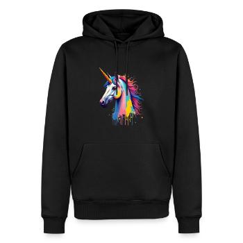 Licorne Coloré Art Oeuvre Motif Animal Licorne - Sweat à capuche Premium bio Homme - noir - Devant - Nico (187cm)