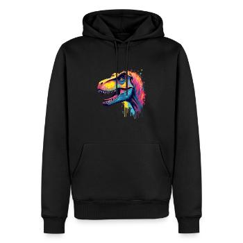 T-Rex Coloré Art Oeuvre Motif Animal Dinosaure - Sweat à capuche Premium bio Homme - noir - Devant - Nico (187cm)