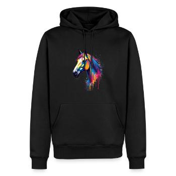 Pferd Bunte Kunst Kunstwerk Tier Motiv Pferde - Männer Premium Bio Hoodie - Schwarz - Vorne - Nico (187cm)