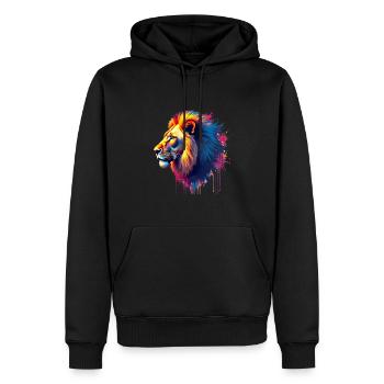 Lion Coloré Art Oeuvre Motif Animal Lion - Sweat à capuche Premium bio Homme - noir - Devant - Nico (187cm)
