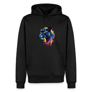 Jaguar Bunte Kunst Kunstwerk Tier Motiv Jaguar - Männer Premium Bio Hoodie - Schwarz - Vorne - Nico (187cm)
