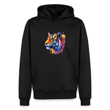 Tigre Coloré Art Oeuvre Motif Animal Tigre - Sweat à capuche Premium bio Homme - noir - Devant - Nico (187cm)