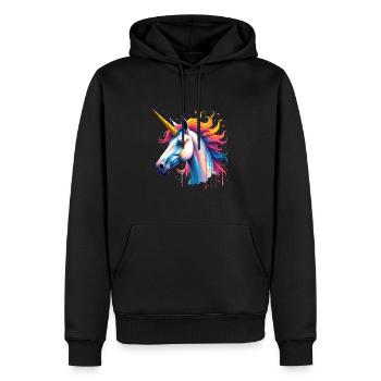 Licorne Coloré Art Oeuvre Motif Animal Licorne - Sweat à capuche Premium bio Homme - noir - Devant - Nico (187cm)