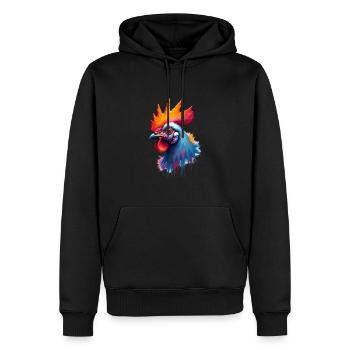 poulet coloré art oeuvre animal motif poulets - Sweat à capuche Premium bio Homme - noir - Devant - Nico (187cm)