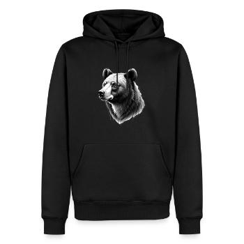 Ours Noir Blanc Tenue Motif Animalier Art Ours - Sweat à capuche Premium bio Homme - noir - Devant - Nico (187cm)