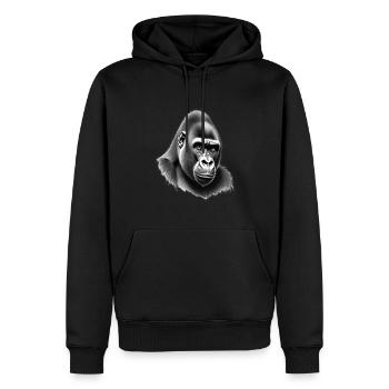 Gorilla Schwarz Weiß Outfit Tier Motiv Kunst - Männer Premium Bio Hoodie - Schwarz - Vorne - Nico (187cm)