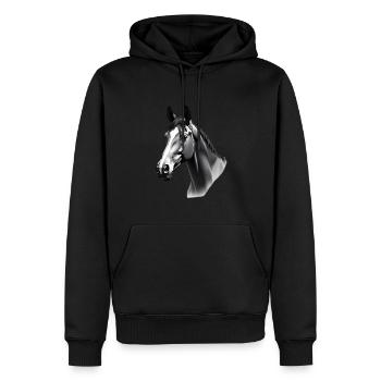 Pferd Schwarz Weiß Outfit Tier Motiv Kunst Pferde - Männer Premium Bio Hoodie - Schwarz - Vorne - Nico (187cm)