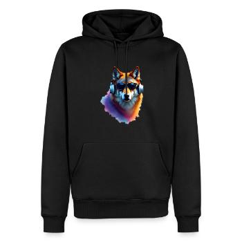Wolf Kunst Kunstwerk Wasserfarbe Wald Wolf - Männer Premium Bio Hoodie - Schwarz - Vorne - Nico (187cm)